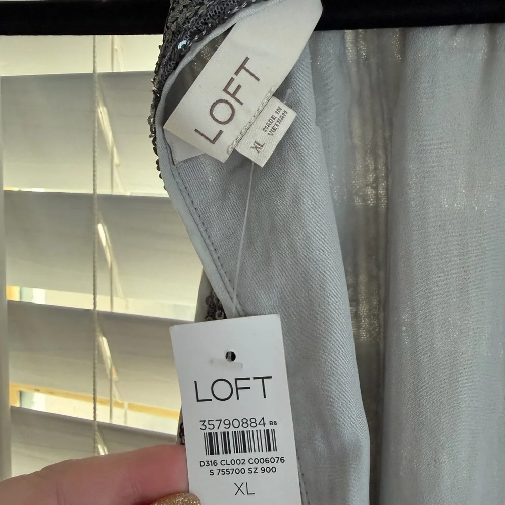 LOFT Shimmering Silver Backless Dress